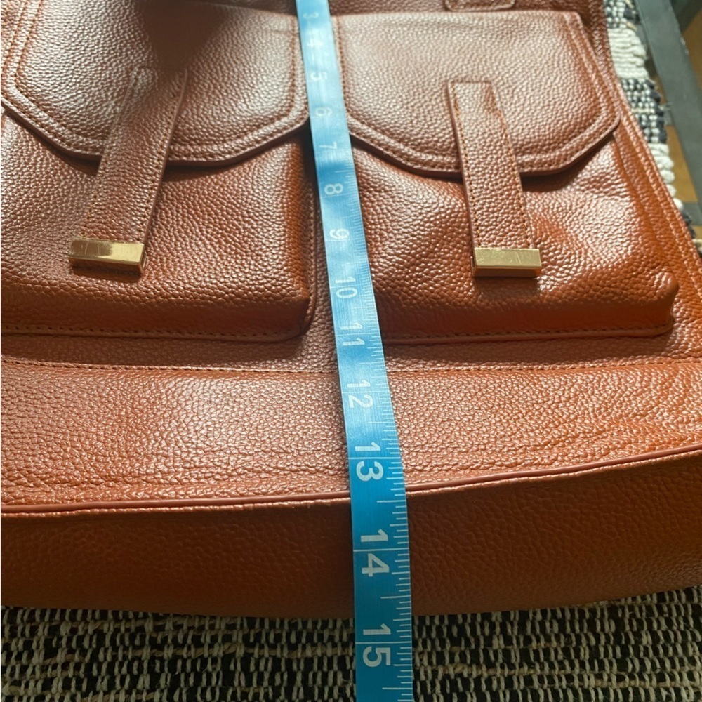 Erica Anneberg Pebbled Leather Messenger Satchel Tote Bag Purse - Picture 11 of 14